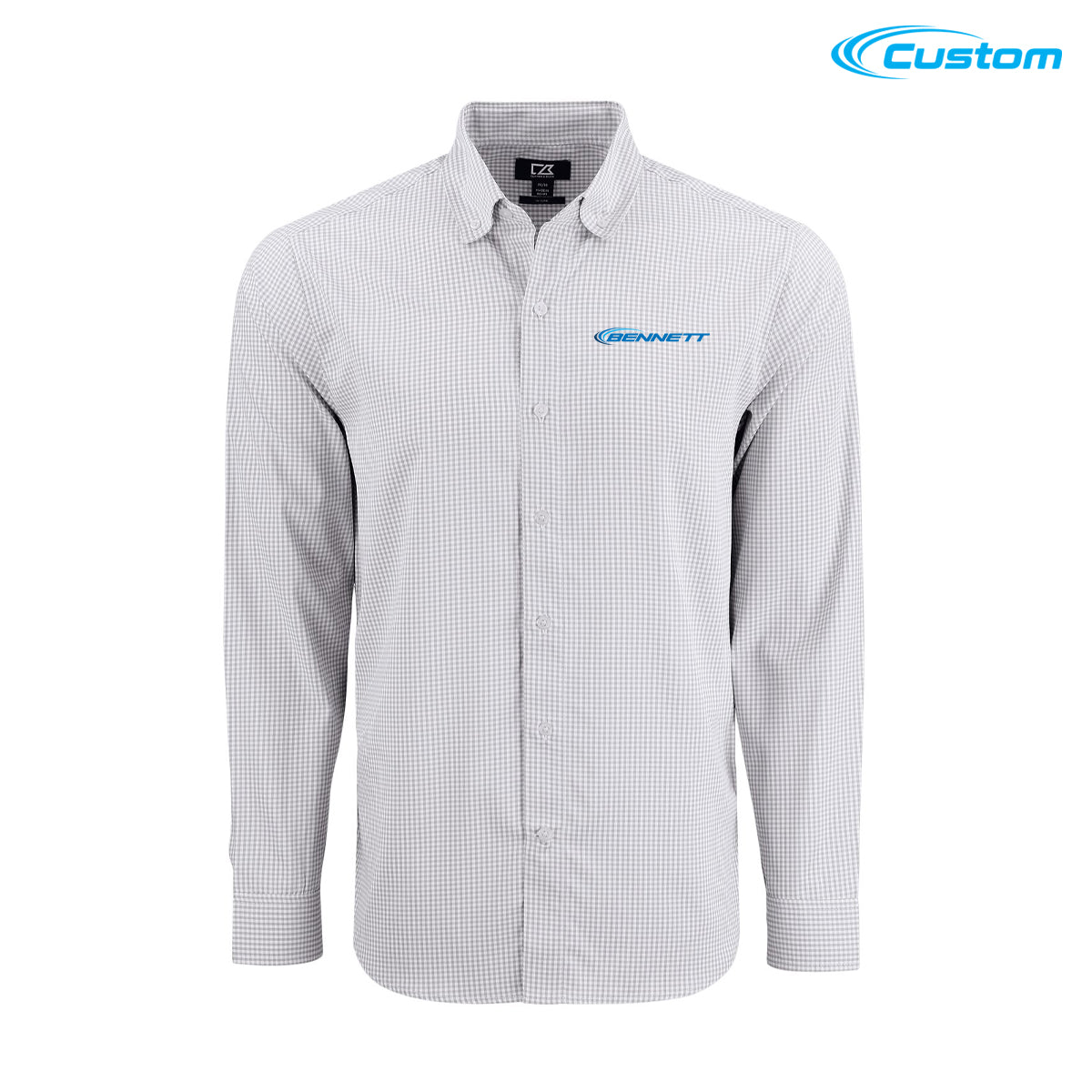 Bennett Cutter & Buck Skyline Epic Confidence Recycled Gingham Mens Long Sleeve Dress Shirt