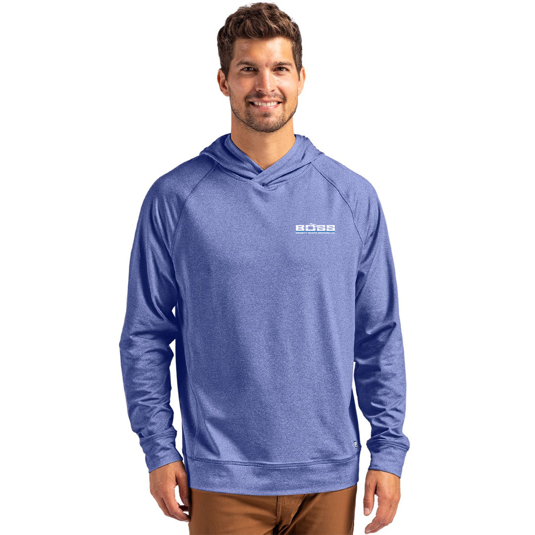 Boss Cutter & Buck Adapt Knit Recycled Mens Heathered Hooded Pullover