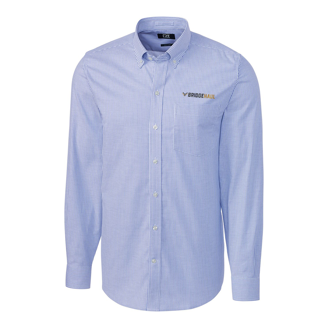 BridgeHaul Cutter & Buck Long Sleeve Tailored Fit Stretch Oxford Stripe Mens Shirt
