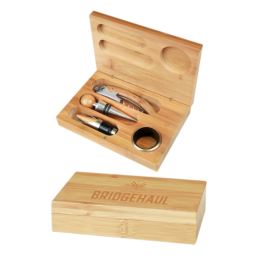 Bridge Haul Bamboo 4-Piece Wine Tool Set