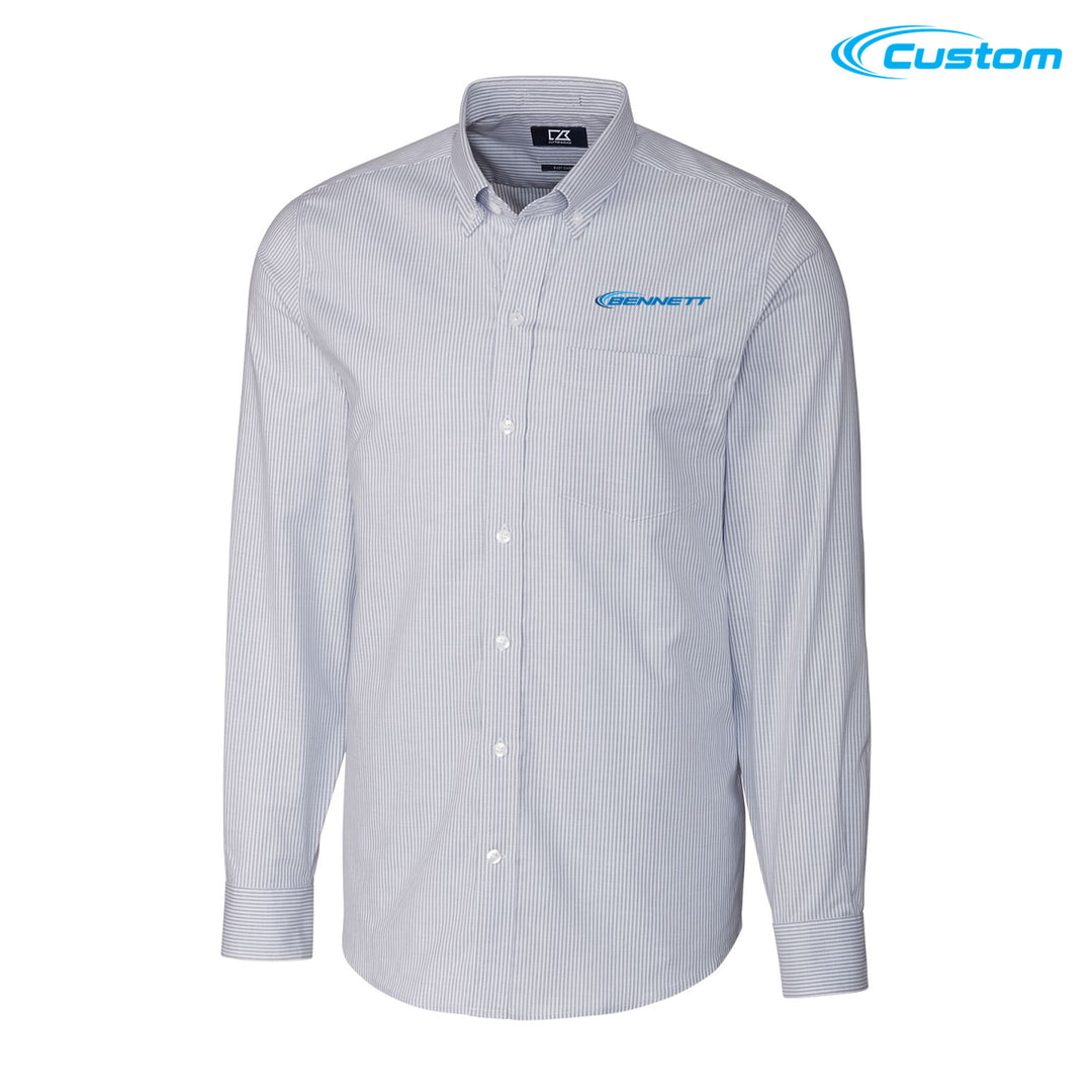 Bennett Cutter & Buck Long Sleeve Tailored Fit Stretch Oxford Stripe Mens Shirt