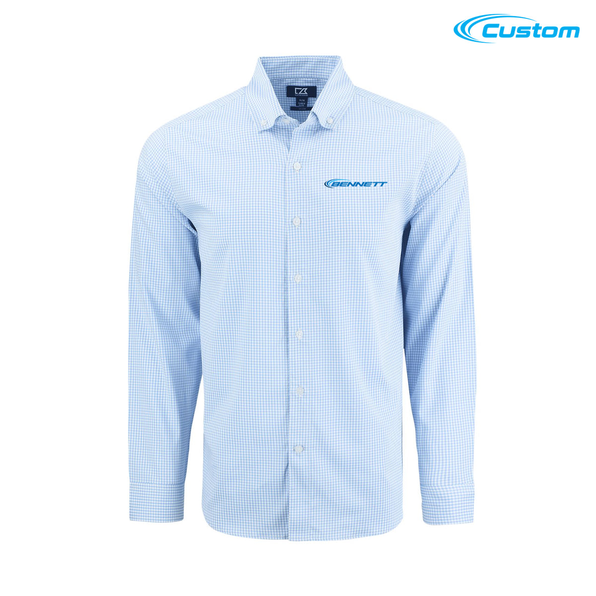 Bennett Cutter & Buck Skyline Epic Confidence Recycled Gingham Mens Long Sleeve Dress Shirt