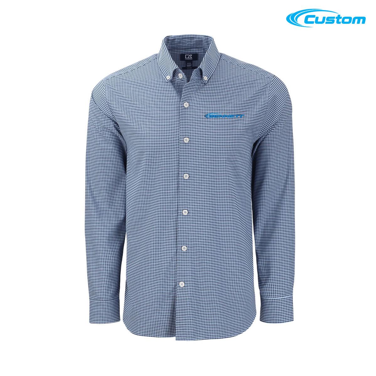Bennett Cutter & Buck Skyline Epic Confidence Recycled Gingham Mens Long Sleeve Dress Shirt