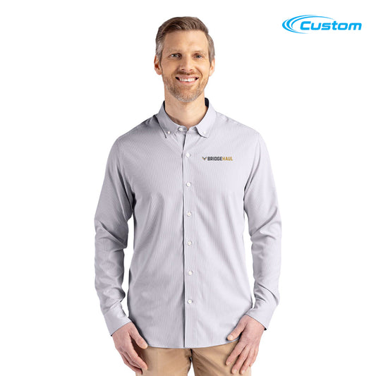 BridgeHaul Cutter & Buck Skyline Epic Confidence Recycled Pinstripe Mens Big & Tall Long Sleeve Dress Shirt