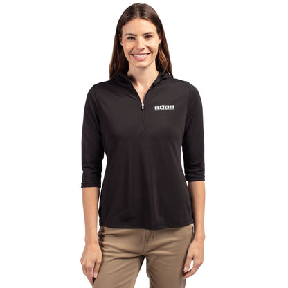 Boss Cutter & Buck Virtue Eco Pique Recycled Half Zip Pullover Womens Hoodie